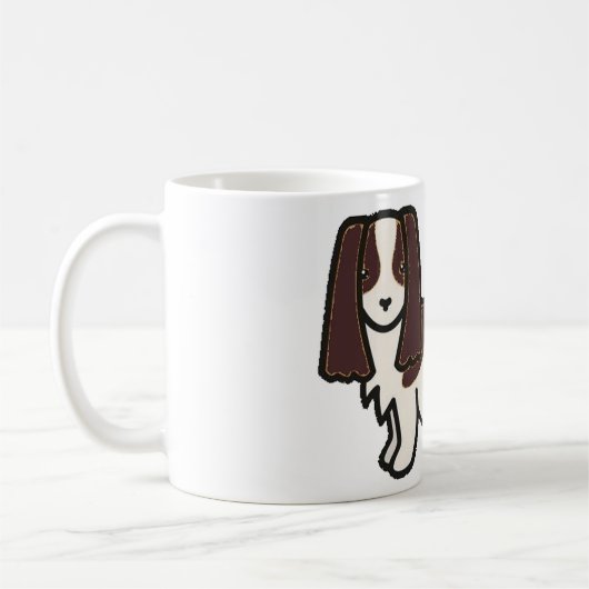 englischer Spanleber und weißer Cartoon Kaffeetasse (Links)