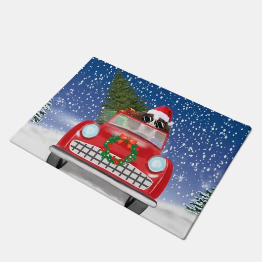 Englischer Springer Spaniel Dog Car im Schnee Weih Fußmatte (Schrägansicht)