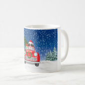 Englischer Springer Spaniel Dog Car im Schnee Weih Kaffeetasse (VorderseiteRechts)