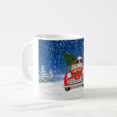 Englischer Springer Spaniel Dog Car im Schnee Weih Kaffeetasse (Vorderseite Links)