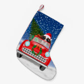 Englischer Springer Spaniel Dog Car im Schnee Weih Kleiner Weihnachtsstrumpf (Vorderansicht (hängend))