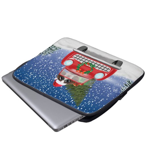 Englischer Springer Spaniel Dog Car im Schnee Weih Laptopschutzhülle (Vorne Knopf)