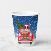 Englischer Springer Spaniel Dog Car im Schnee Weih Pappbecher (Vorderseite)