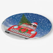 Englischer Springer Spaniel Dog Car im Schnee Weih Pappteller (Schrägansicht)