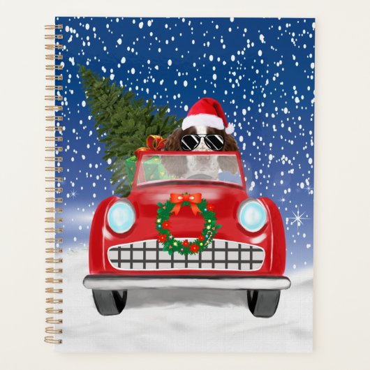 Englischer Springer Spaniel Dog Car im Schnee Weih Planer (Vorderseite)