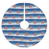 Englischer Springer Spaniel Dog Car im Schnee Weih Polyester Weihnachtsbaumdecke (Vorderseite)