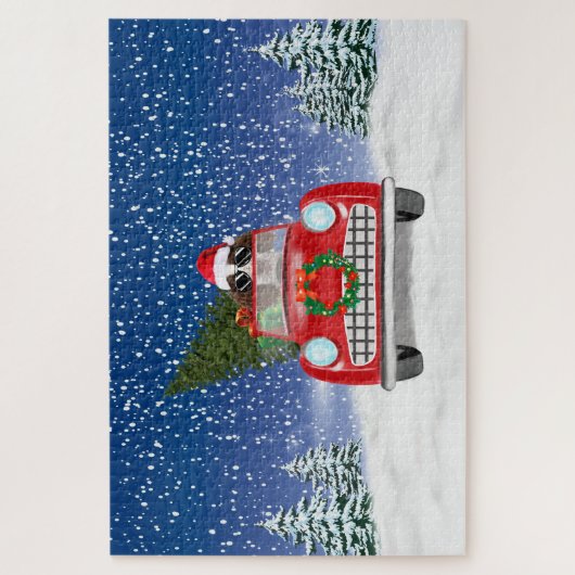 Englischer Springer Spaniel Dog Car im Schnee Weih Puzzle (Vertikal)