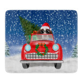 Englischer Springer Spaniel Dog Car im Schnee Weih Schneidebrett (Vorderseite)