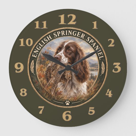Englischer Springer Spaniel Große Wanduhr (Vorderseite)