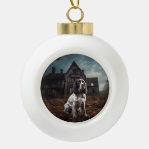 Englischer Springer Spaniel Halloween Gruselig Keramik Kugel-Ornament