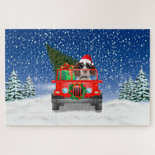 Englischer Springer Spaniel Hund mit Weihnachtsges Puzzle