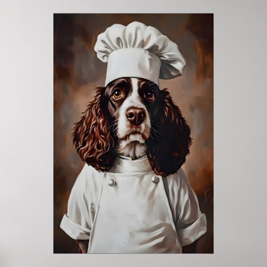 Englischer Springer Spaniel in Kochmütze Poster, H Poster (Vorne)
