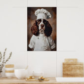 Englischer Springer Spaniel in Kochmütze Poster, H Poster (Küche)