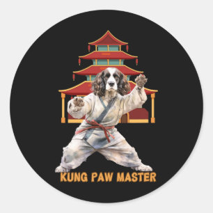 Englischer Springer Spaniel Karate Martial Arts Hu Runder Aufkleber