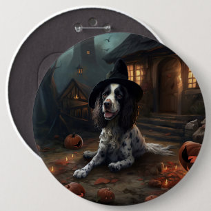 Englischer Springer Spaniel Kürbisse Halloween Gru Button