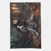Englischer Springer Spaniel Kürbisse Halloween Gru Geschirrtuch (Vertikal)