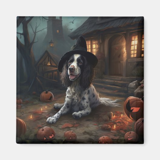 Englischer Springer Spaniel Kürbisse Halloween Gru Magnet (Vorne)