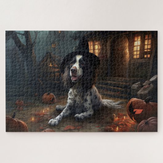 Englischer Springer Spaniel Kürbisse Halloween Gru Puzzle (Horizontal)