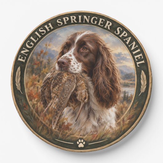 Englischer Springer Spaniel Pappteller (Vorderseite)