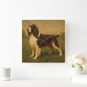 Englischer Springer Spaniel Quadratische Wanduhr (Zuhause)