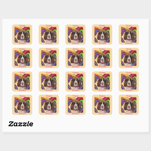 ENGLISCHER SPRINGER SPANIEL QUADRATISCHER AUFKLEBER (Blatt)