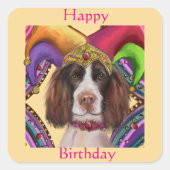 ENGLISCHER SPRINGER SPANIEL QUADRATISCHER AUFKLEBER (Vorderseite)