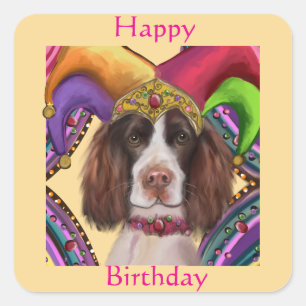ENGLISCHER SPRINGER SPANIEL  QUADRATISCHER AUFKLEBER