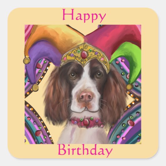 ENGLISCHER SPRINGER SPANIEL QUADRATISCHER AUFKLEBER (Vorderseite)