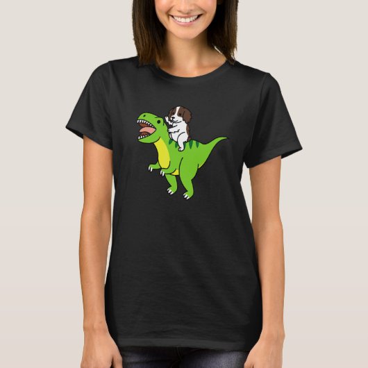 Englischer Springer Spaniel reitet Rex Dinosaurier T-Shirt (Vorderseite)