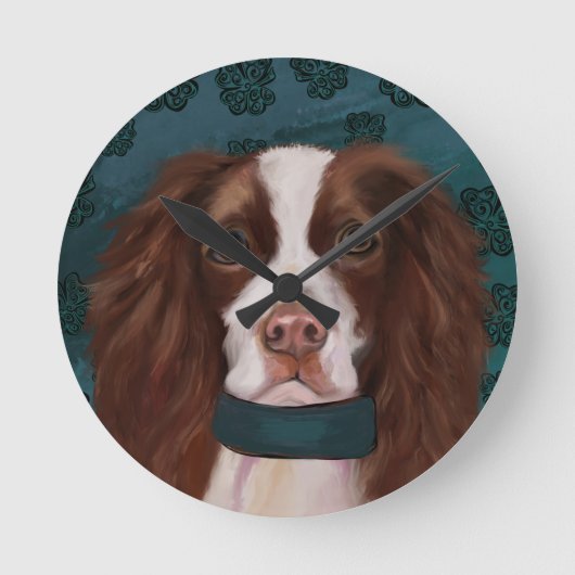 Englischer Springer Spaniel Runde Wanduhr (Vorderseite)