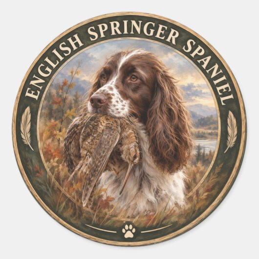 Englischer Springer Spaniel Runder Aufkleber (Vorderseite)