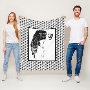 Englischer Springer Spaniel Vintage-Hundekunst Fleecedecke