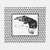 Englischer Springer Spaniel Vintage-Hundekunst Fleecedecke (Vorderseite (Horizontal))