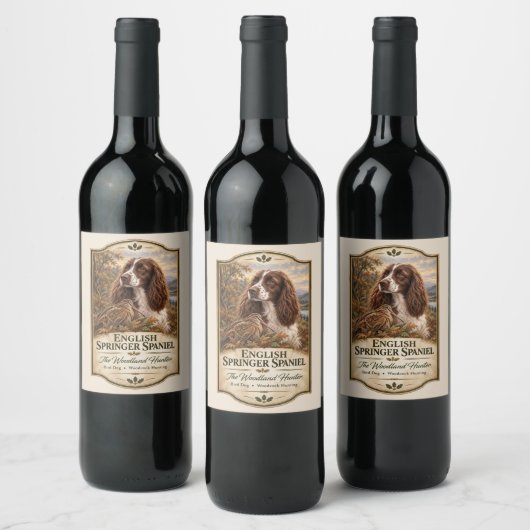 Englischer Springer Spaniel Weinetikett (Flaschen)