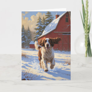 Englischer Springer Spaniel Winter Scheunen Landsc Karte