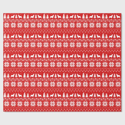 Englischer Springer-Spaniels-Weihnachtsmuster-Rot Geschenkpapier (Flach)
