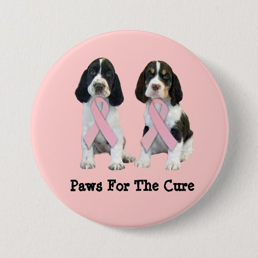 Englischer Springerspaniel-Brustkrebs-Knopf Button (Vorderseite)