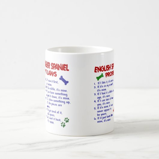 ENGLISCHER SPRINGERSPANIEL Eigentums-Gesetze 2 Kaffeetasse (Mittel)