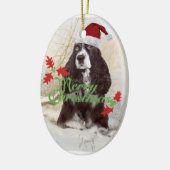 Englischer Springerspaniel-frohe Weihnachten Keramik Ornament (Links)