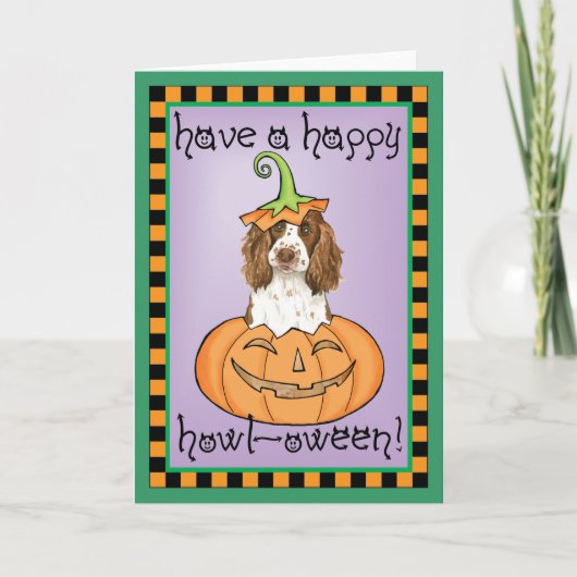 Englischer SpringerSpaniel Halloweens Karte (Vorderseite)