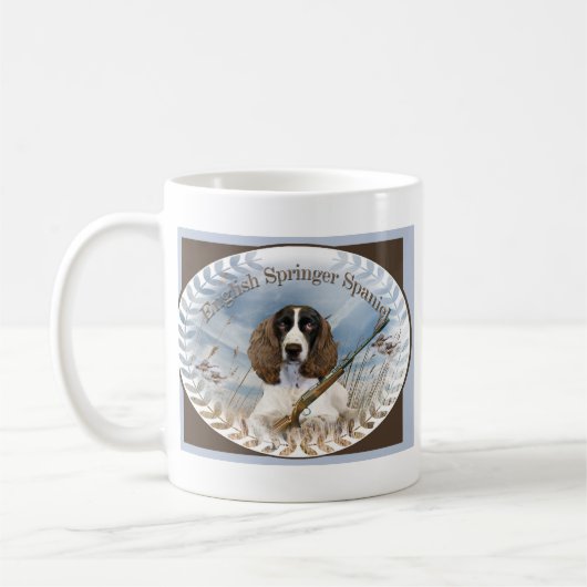 Englischer SpringerSpaniel jagt Tasse (Links)