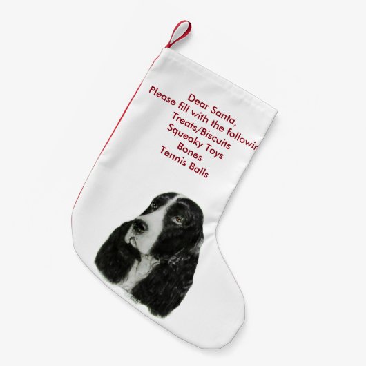 Englischer SpringerSpaniel Kleiner Weihnachtsstrumpf (Vorderansicht (hängend))