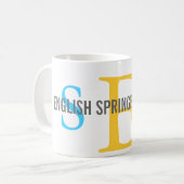 Englischer Springerspaniel-Monogramm-Entwurf Kaffeetasse (Vorderseite Links)