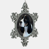 Englischer SpringerSpaniel Schneeflocken Zinn-Ornament (Links)
