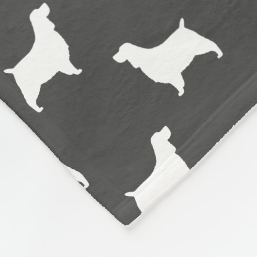 Englischer Springerspaniel-Silhouette-Muster-Grau Fleecedecke (Ecke)
