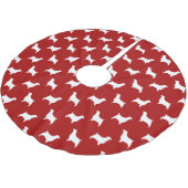 Englischer Springerspaniel-Silhouette-Muster-Rot Polyester Weihnachtsbaumdecke (Schrägansicht)