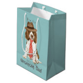 Englischer Springerspaniel-Vater Mittlere Geschenktüte (Rückseite Schrägansicht)