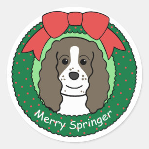 Englischer Springerspaniel-Weihnachten Runder Aufkleber
