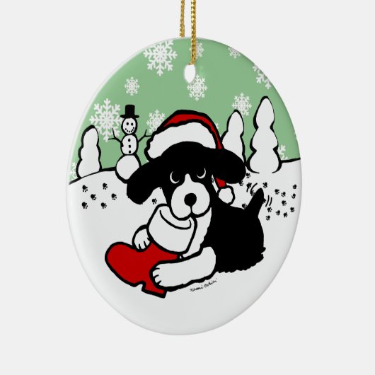 Englischer Springerspaniel-WeihnachtsCartoon Keramik Ornament (Rechts)