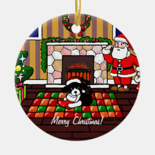 Englischer Springerspaniel-WeihnachtsCartoon Keramik Ornament